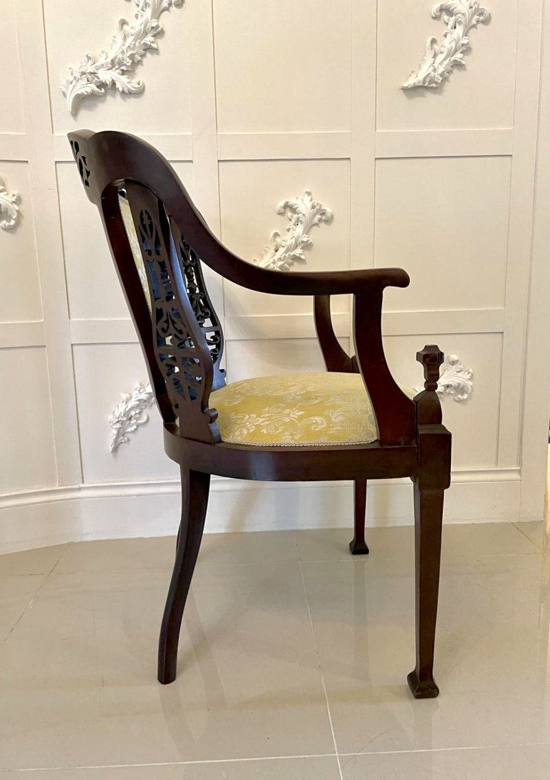 Unusual Antique Victoria Carved Mahogany Armchair - Image 2